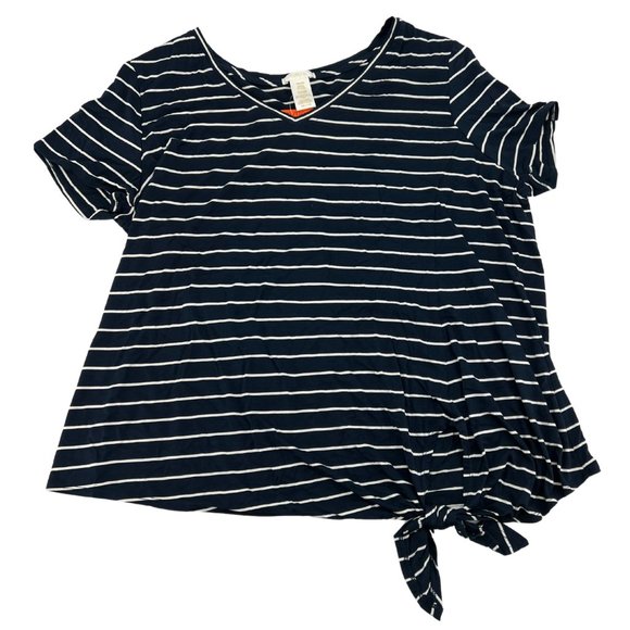 Matty M Women's Short Sleeve Top  Navy & White Striped M - Picture 1 of 4